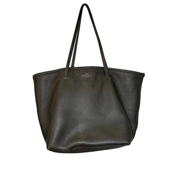 Coach Handbags - Coach Avenue Soft Tote Pebbled Leather Dark Olive Green/Gray Large Shoulder Bag